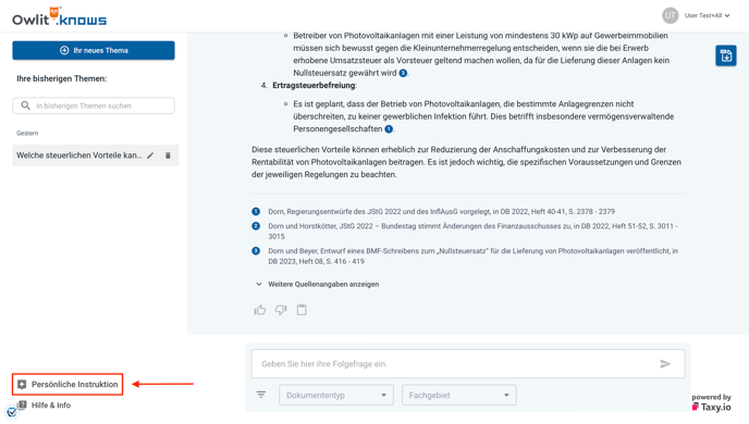 Persönliche Instruktionen 1-1